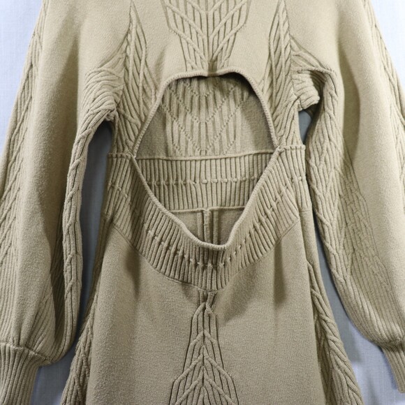 Free People Emmaline Sweater Dress Womens M Green Cutout Back Balloon Sleeve - Picture 11 of 16